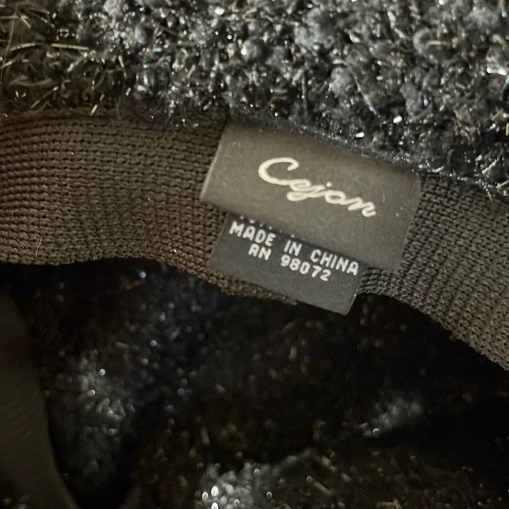 Cejon one size black one size bucket hat with silver threading a bit of sparkle